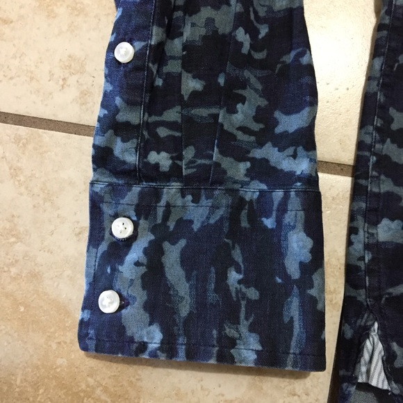 NEW Michael Bastian Blue Camo Button Front Trim Fit Mens Size XL - Picture 6 of 9